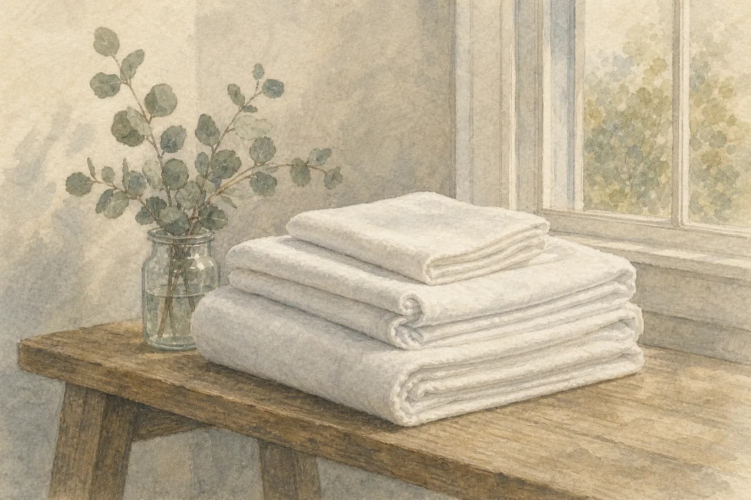 Watercolor detail of a freshly cleaned corner in a Ballard home
