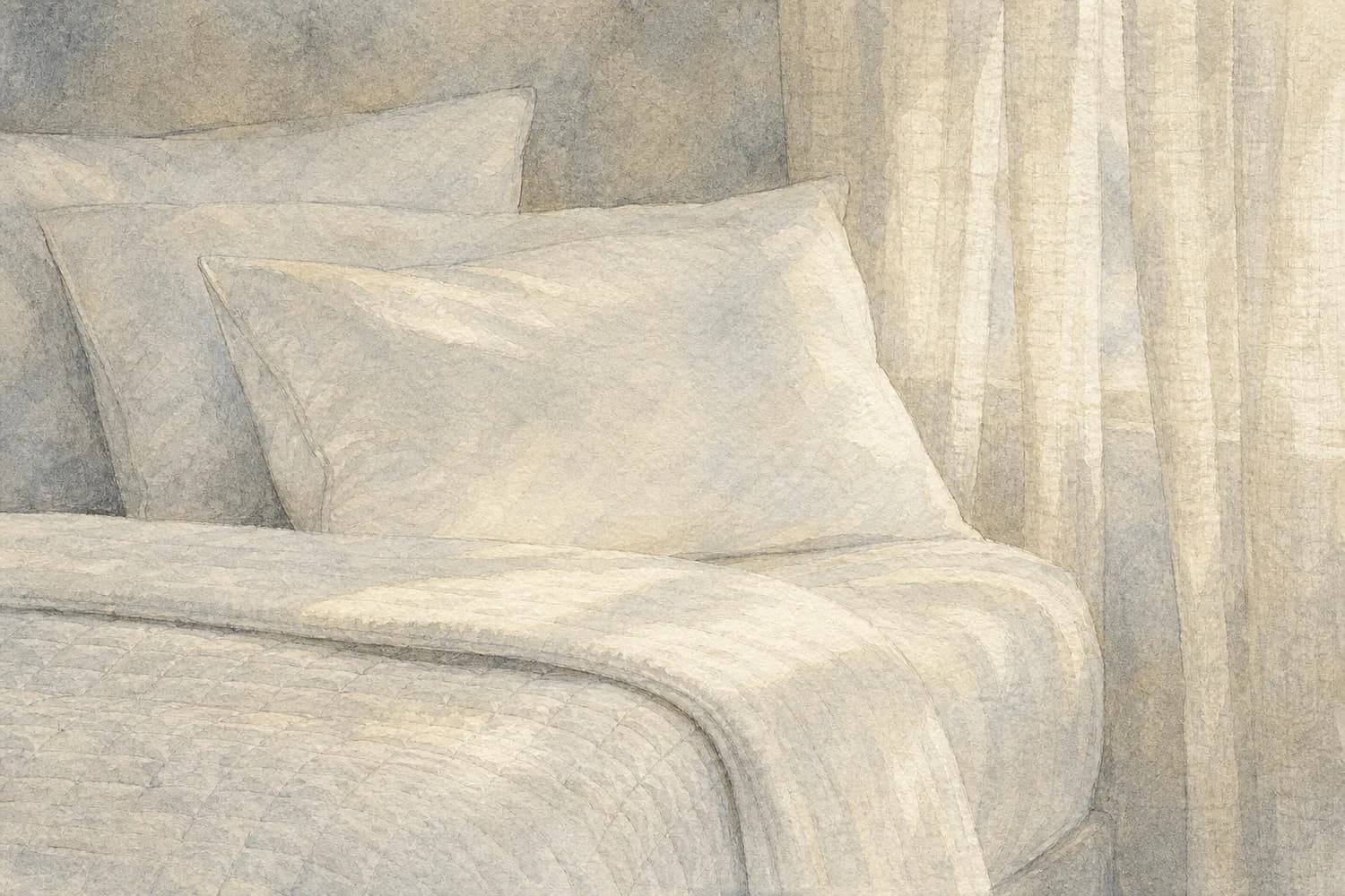 Watercolor detail of a freshly cleaned corner in a Green Lake home