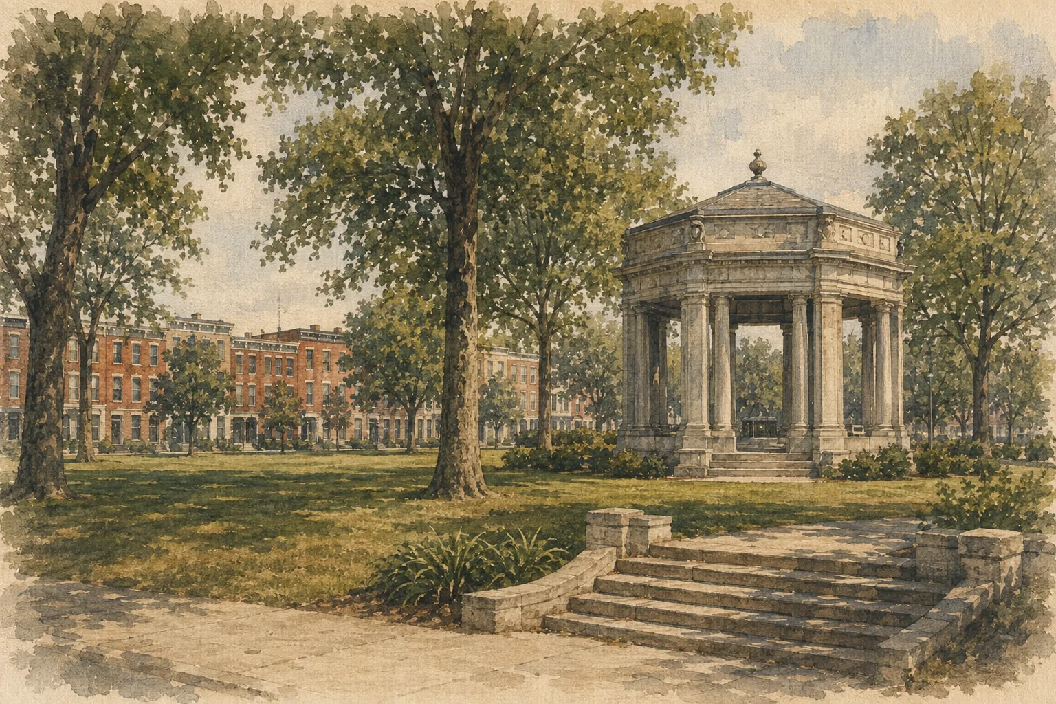 An illustration of Hunting Park, Philadelphia