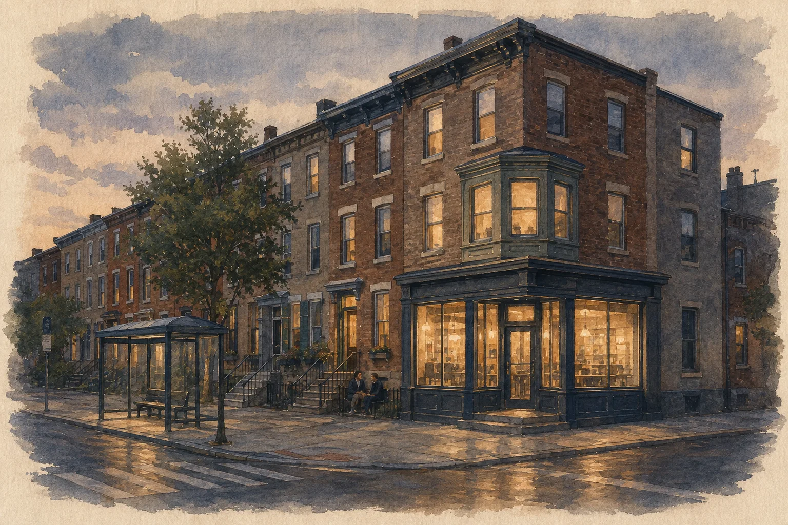 An illustration of Moving to Philadelphia, Philadelphia