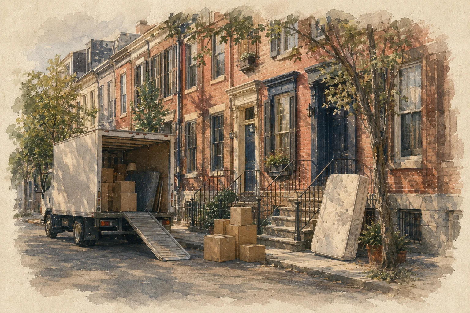An illustration of Moving to Philadelphia, Philadelphia