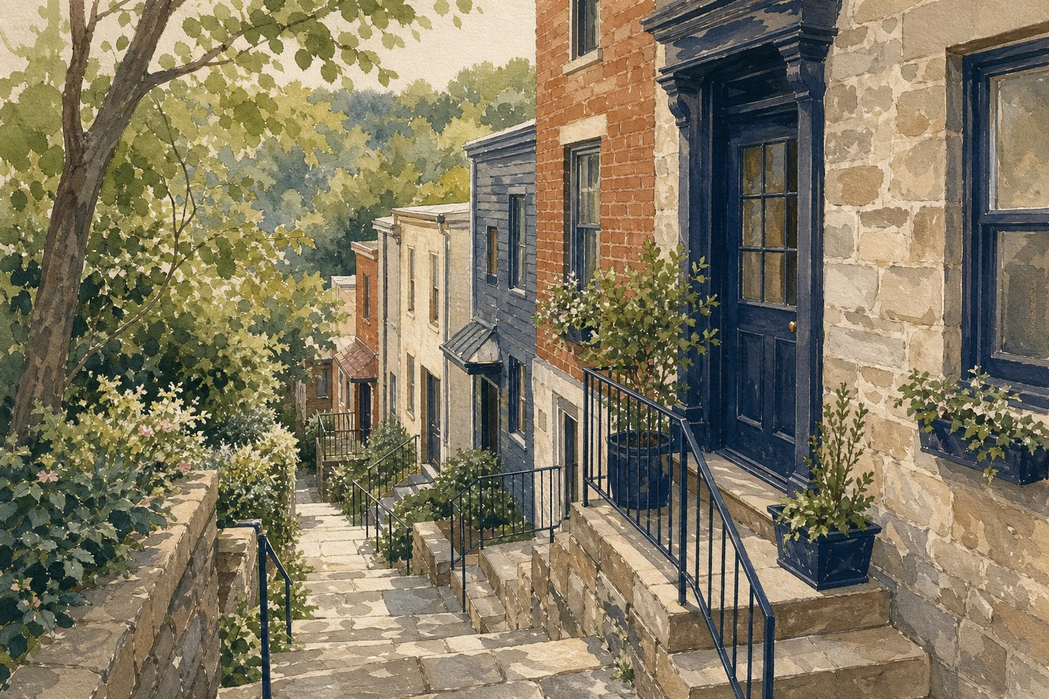 An illustration of Manayunk, Philadelphia