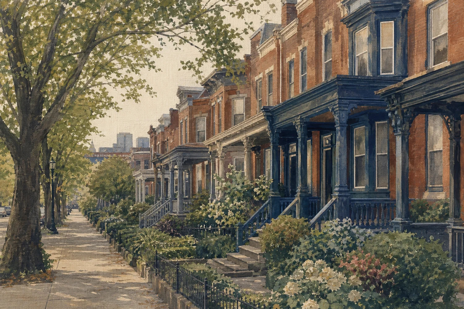 An illustration of Powelton Village, Philadelphia